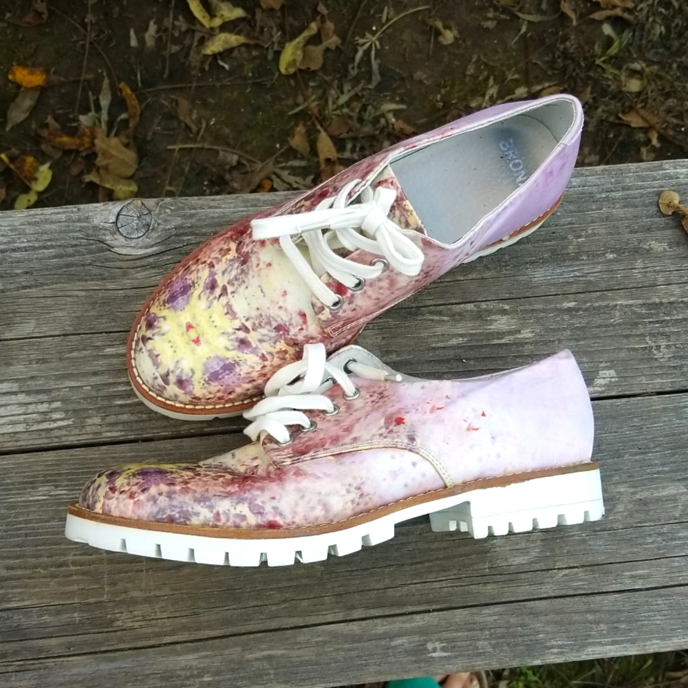 BRONX Neon Trees Satin Oxford Shoes Rare 38 /8 lug sole